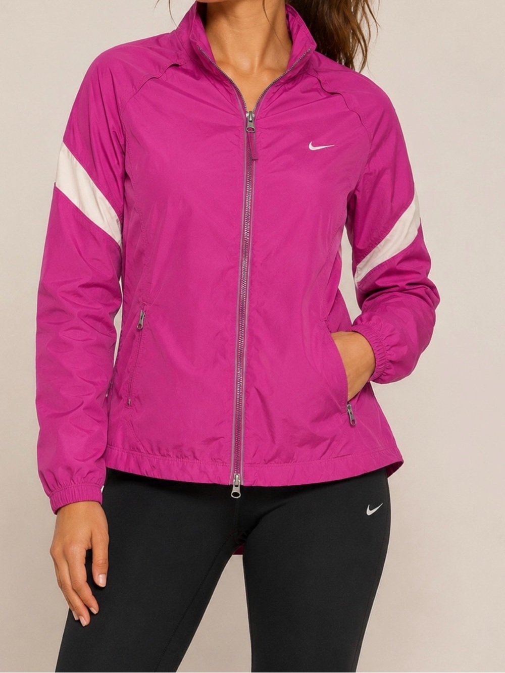 Nike Women's Bright Magenta Windbreaker Jacket with White Accents